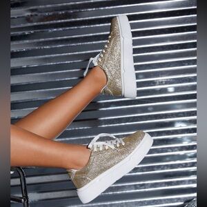 Gold glitter sneakers